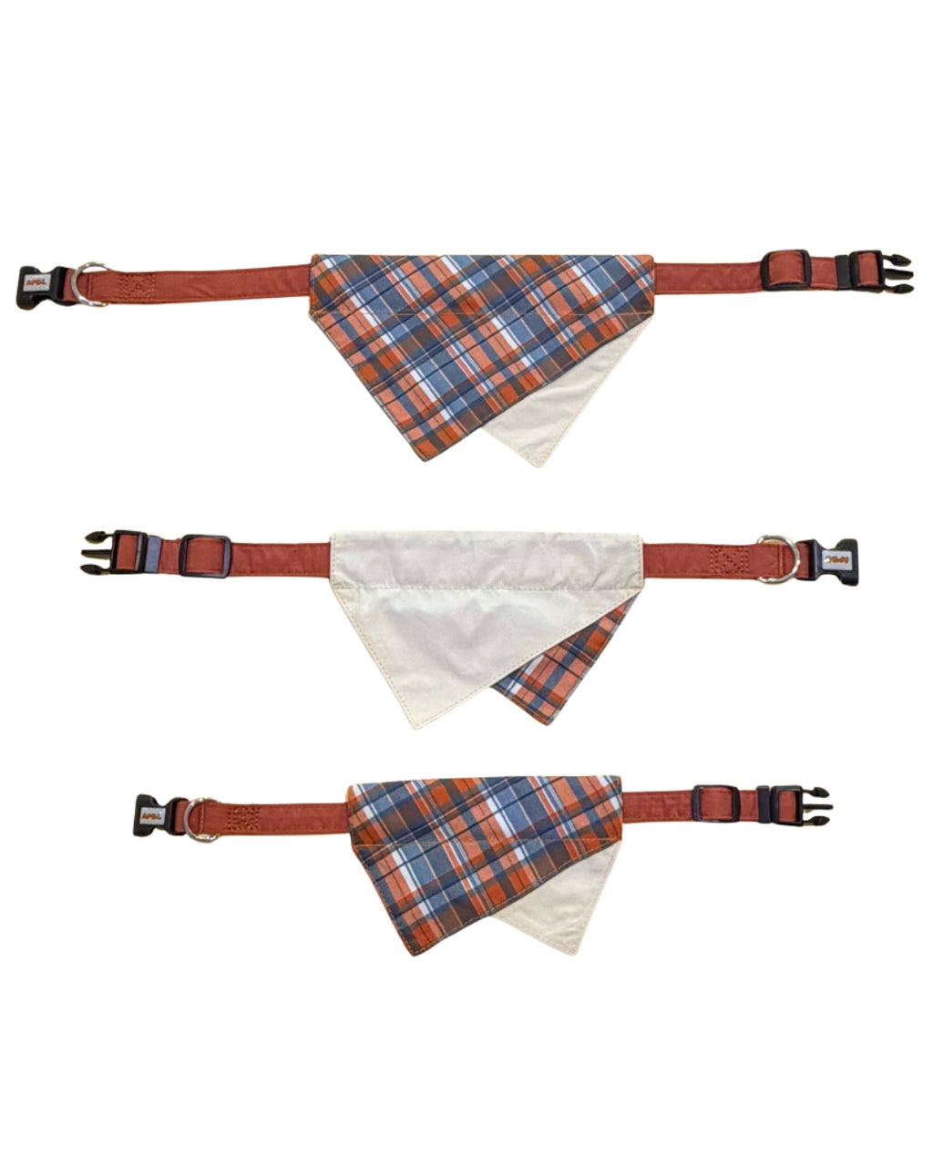 Pawfect in Plaids Reversible Bandana (Orange Blue)
