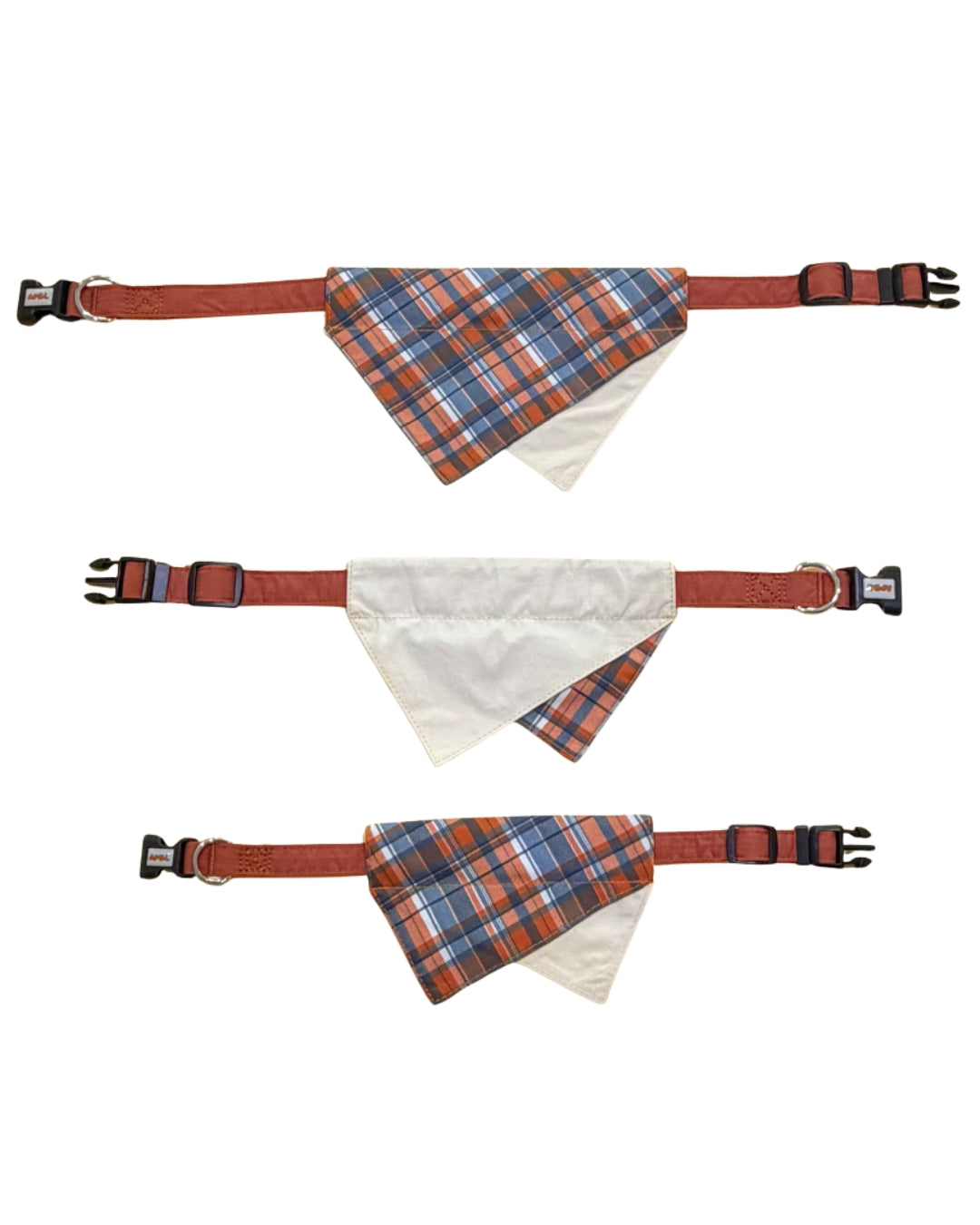 Pawfect in Plaids Reversible Bandana (Orange Blue)