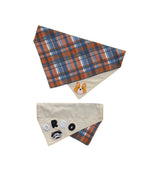 Pawfect in Plaids Reversible Bandana (Orange Blue)