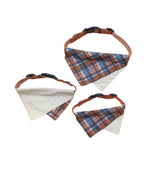 Pawfect in Plaids Reversible Bandana (Orange Blue)