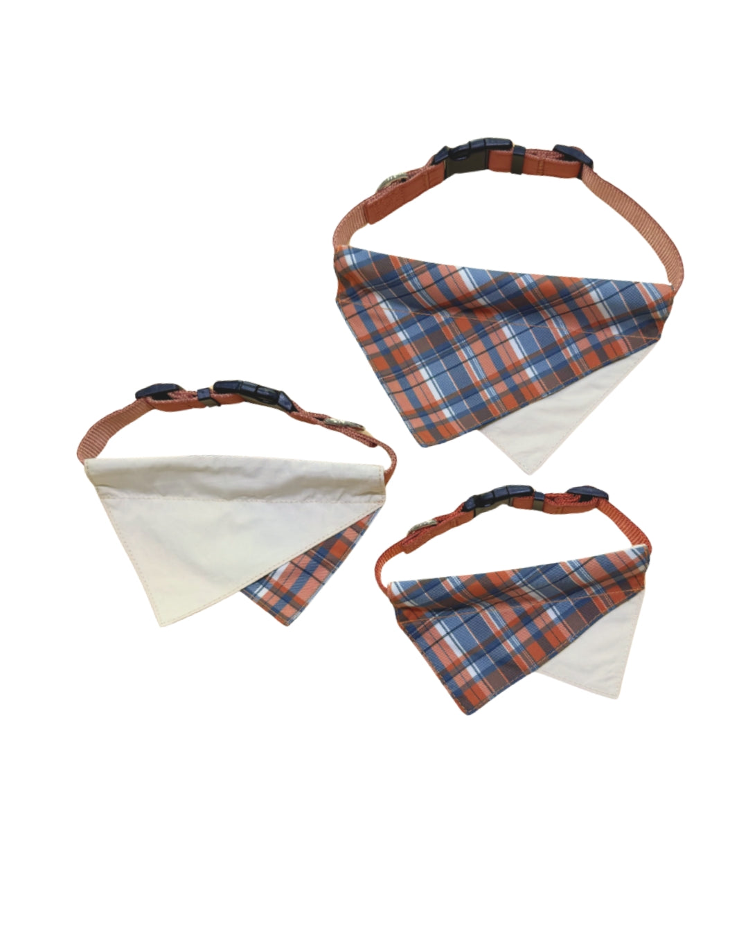 Pawfect in Plaids Reversible Bandana (Orange Blue)