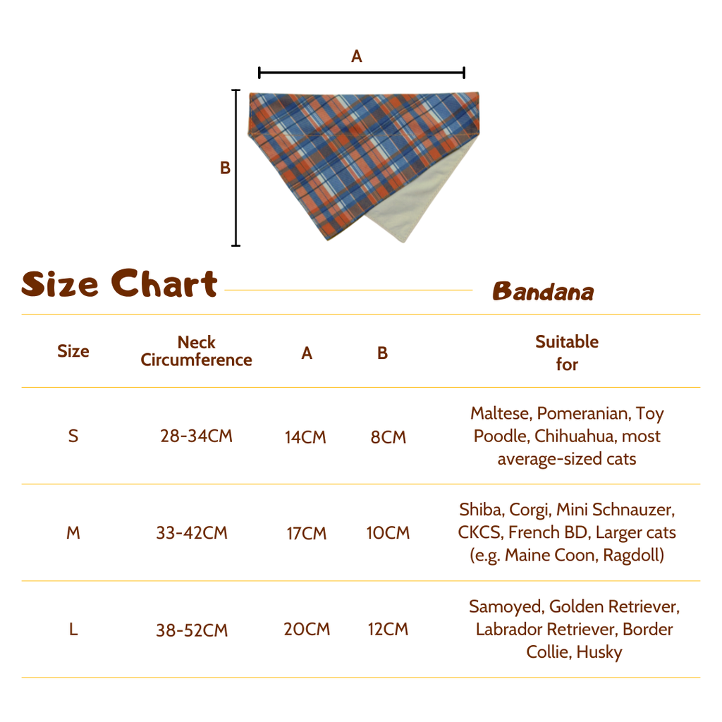 Pawfect in Plaids Reversible Bandana (Orange Blue)