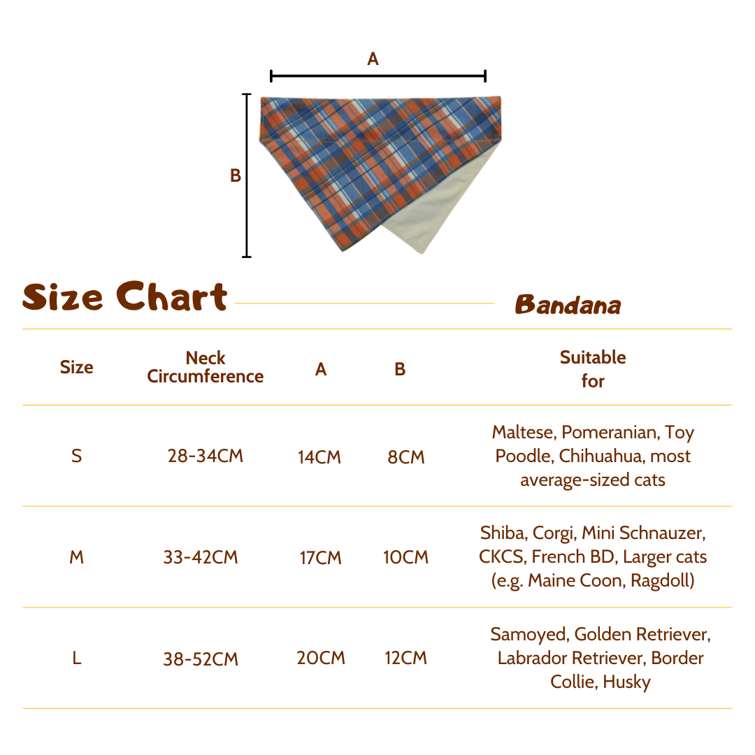 Pawfect in Plaids Reversible Bandana (Orange Blue)