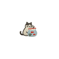 White & Grey Cat + Fish Bowl 4.5*3.9cm