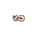 White & Grey Cat + Fish Bowl 5*2.7cm