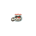 White & Grey Cat + Fish Bowl 4.7*3.2cm